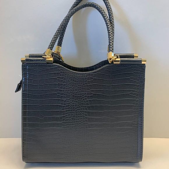 bebe Natalie Croco Shopper Satchel Handbag Grey - Picture 3 of 12